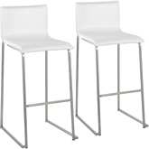 Mara 30" Bar Stool in White Leatherette & Stainless Steel (Set of 2)